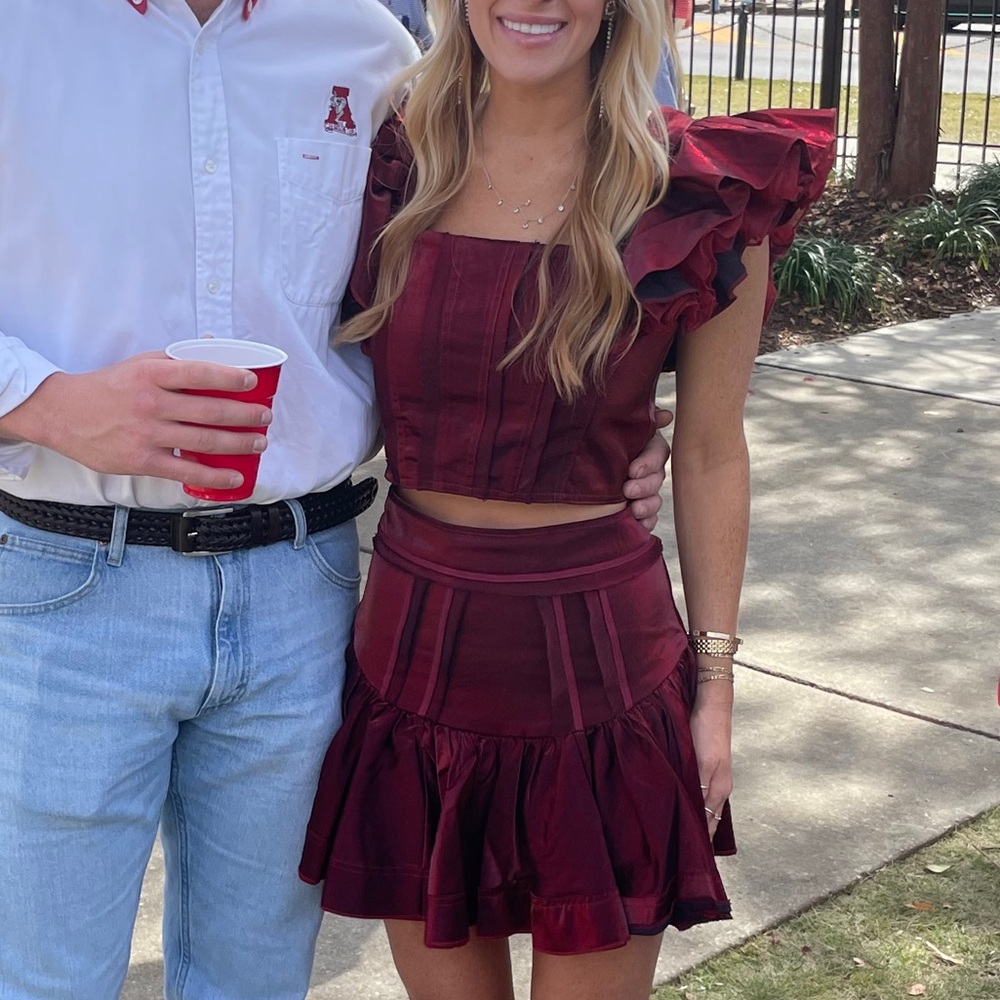 SOFIE THE LABEL Maroon Two-Piece Gameday Set.